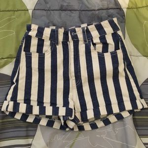 High waisted Navy & White Short